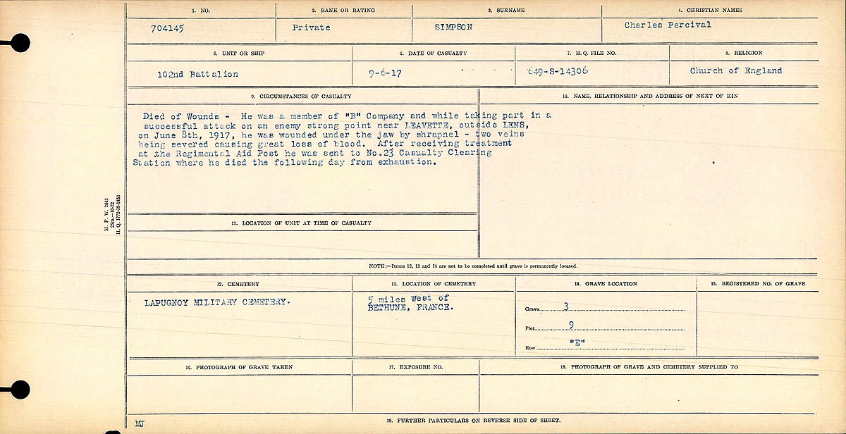 Registres de circonstances du décès