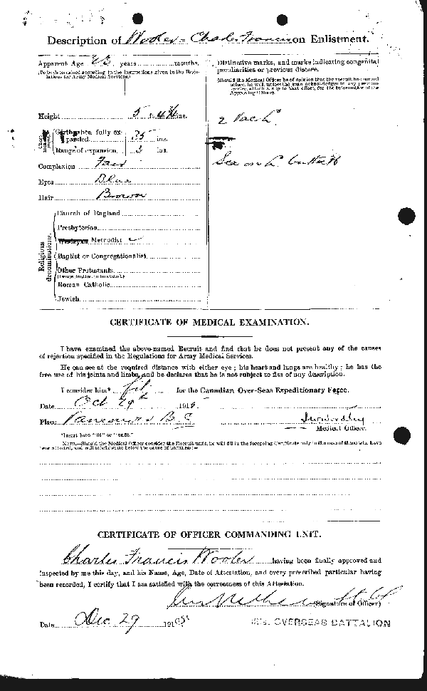 Feuille d'engagement (dos)