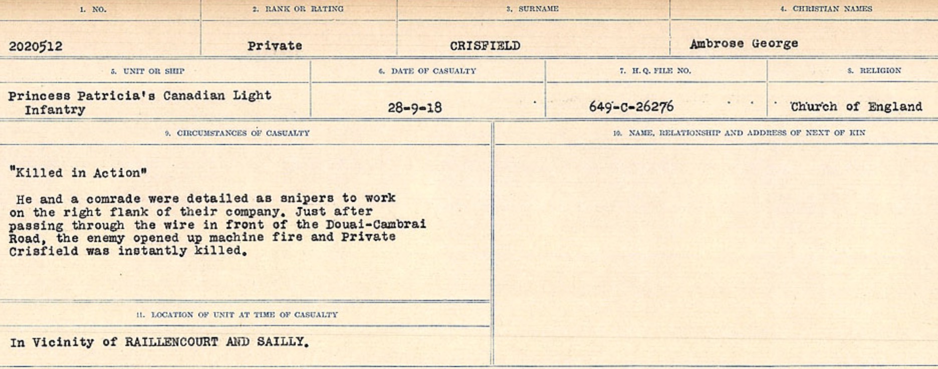 Circumstances of death registers