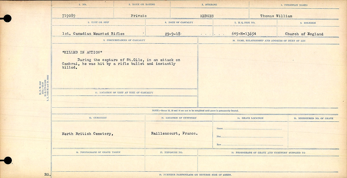 Circumstances of death registers