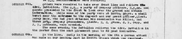 Extract from war diary