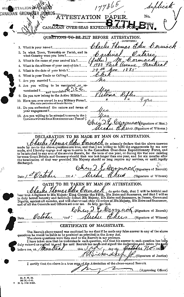 Attestation Papers (Front)