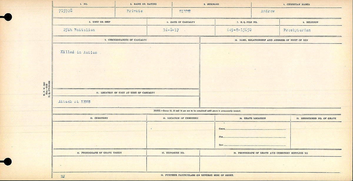 Circumstances of death registers