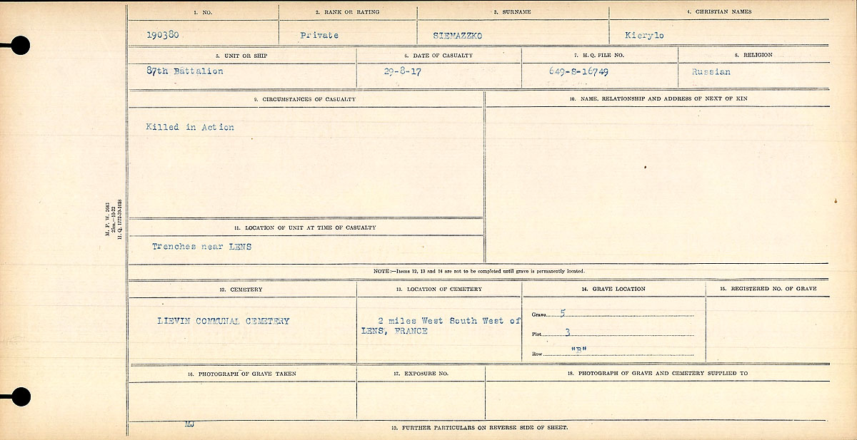 Circumstances of death registers