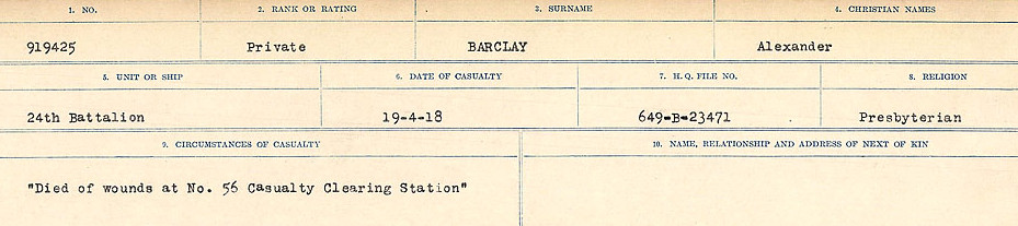 Registres de circonstances du décès