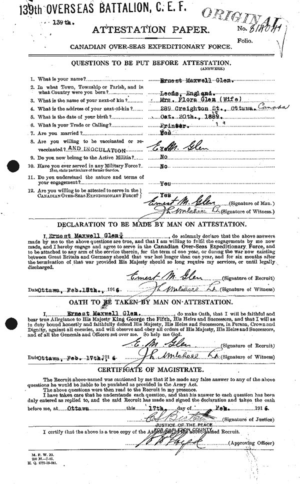 documents d'attestation (revers) 