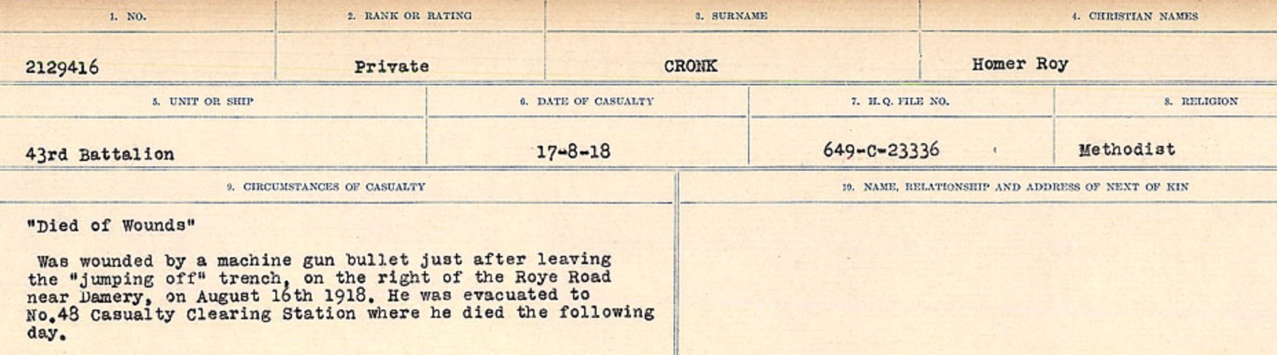 Circumstances of death registers