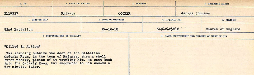 Circumstances of Death Registers