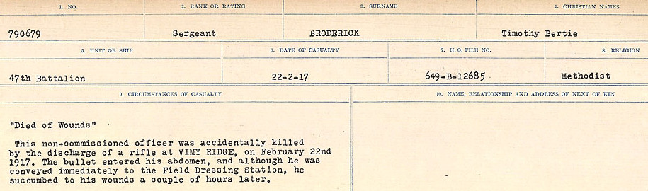 Registres de circonstances du décès