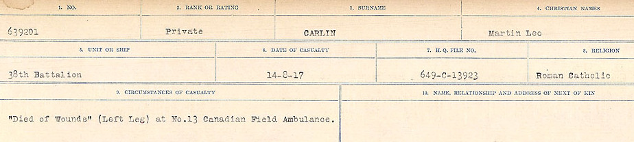 Registres de circonstances du décès