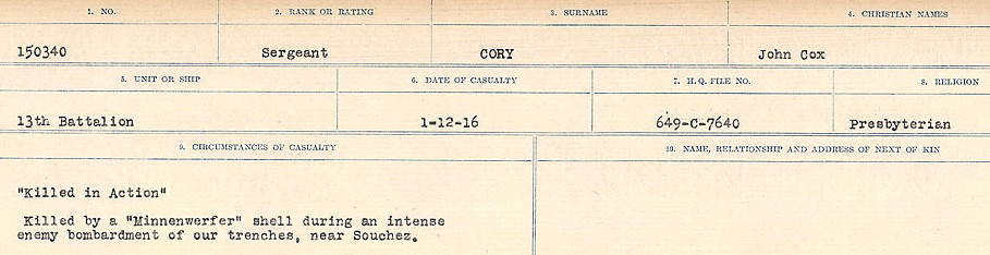 Registres de circonstances du décès