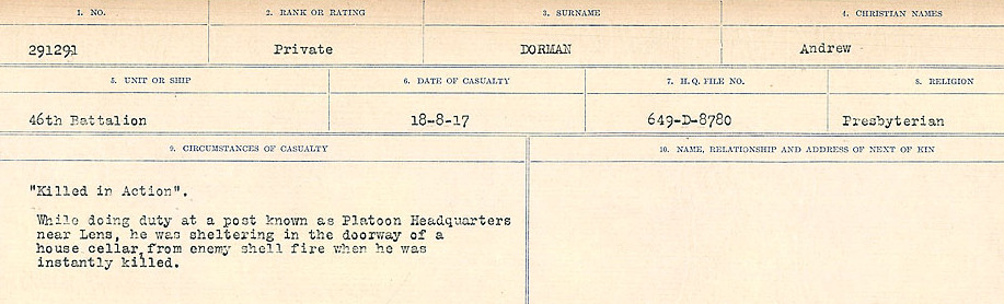 Registres de circonstances du décès