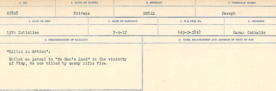Registres de circonstances du décès