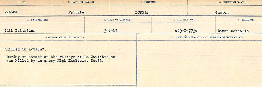 Registres de circonstances du décès