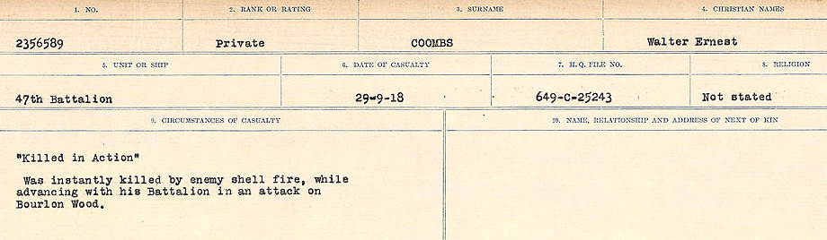 Circumstances of Death