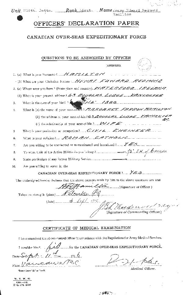 Feuille d'engagement