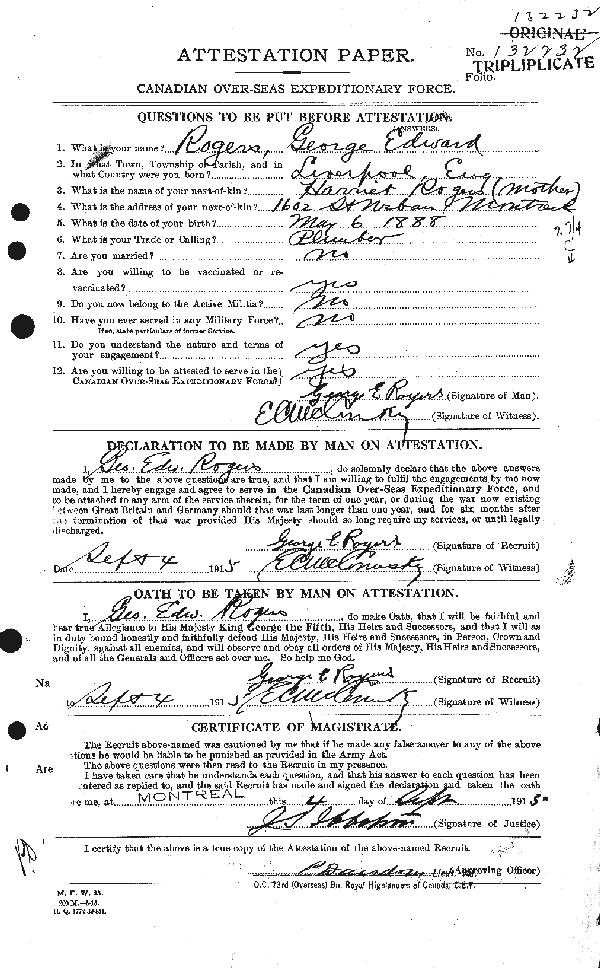 Feuille d'engagement