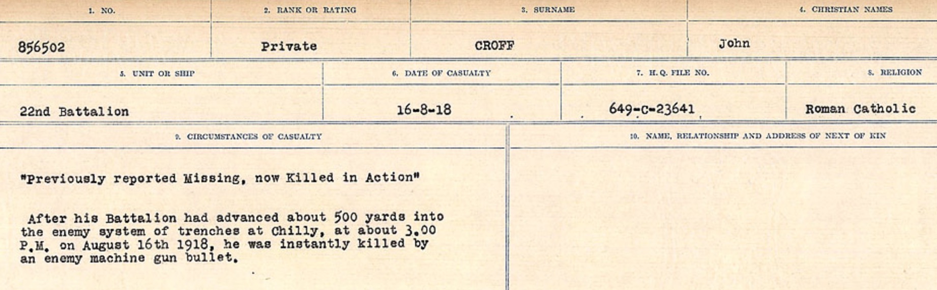 Circumstances of death registers