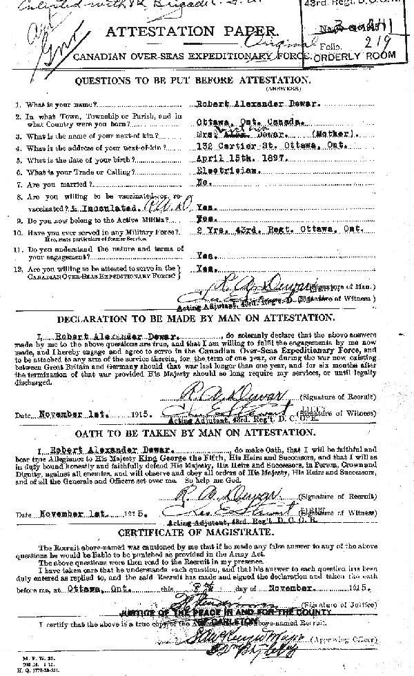 Attestation Paper (Front)