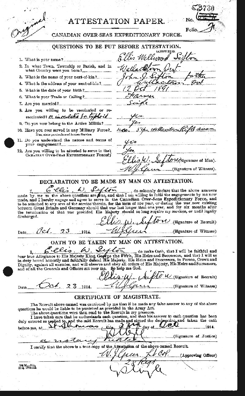 Attestation Paper (front)