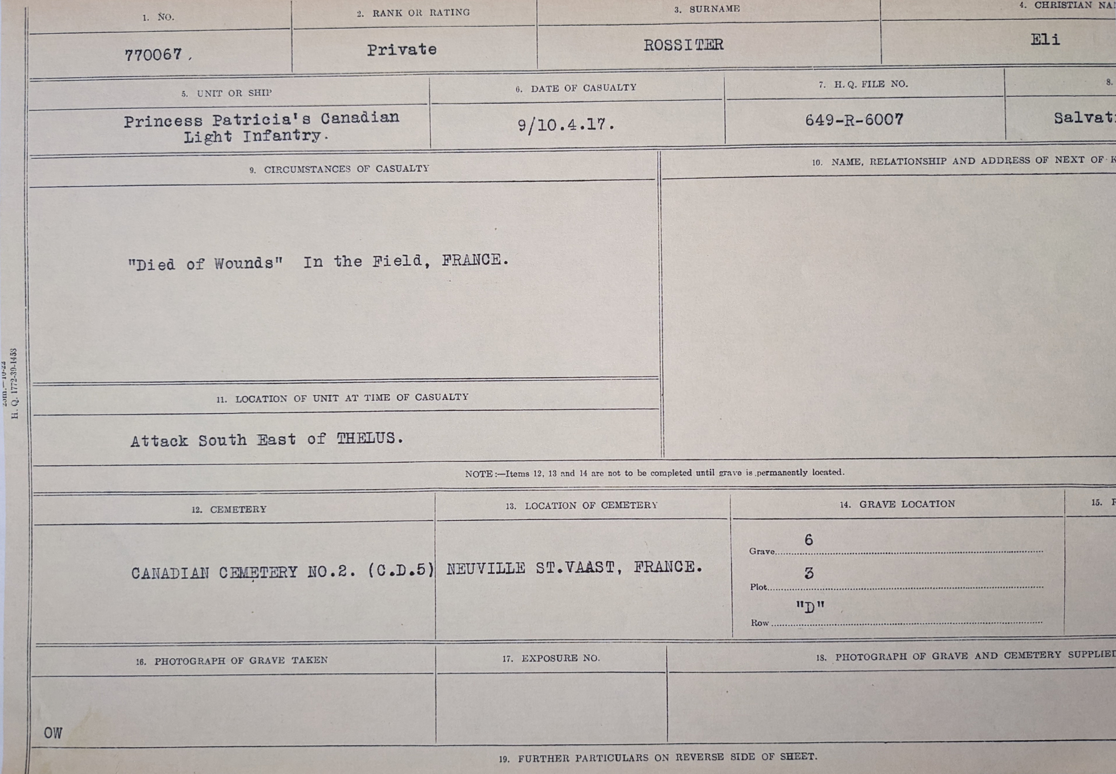 Circumstances of death