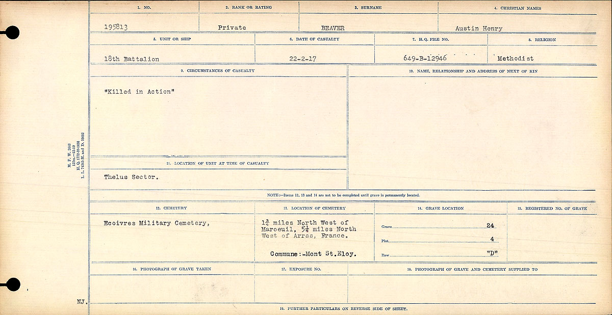 Registres de circonstances du décès