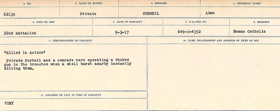 Registres de circonstances du décès