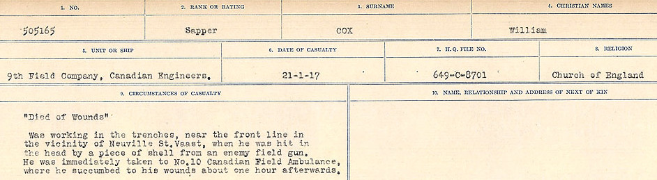 Registres de circonstances du décès