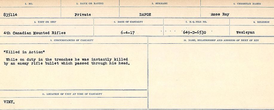 Registres de circonstances du décès