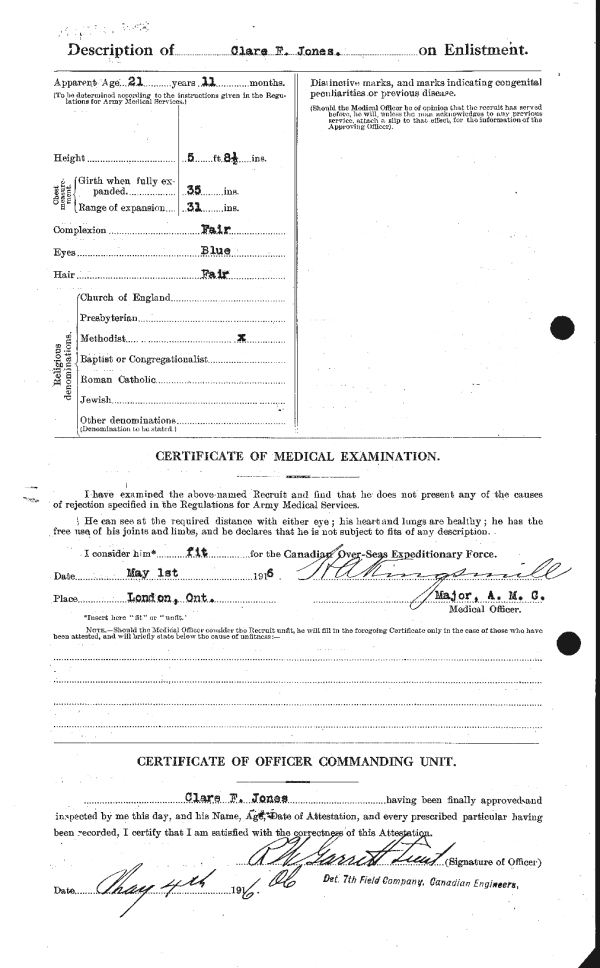 Certificat d'examen médical