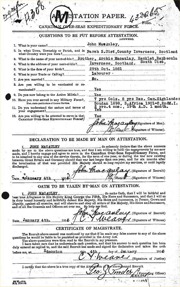 Certificat d'acceptation