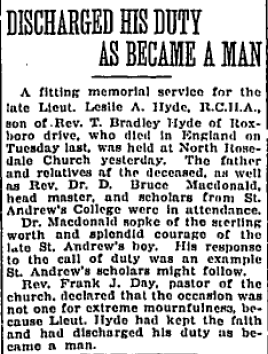 Photo of LESLIE ARTHUR HYDE