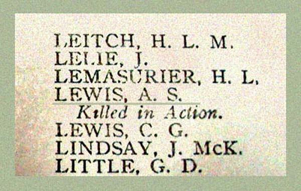 Name on the Roll of Honour