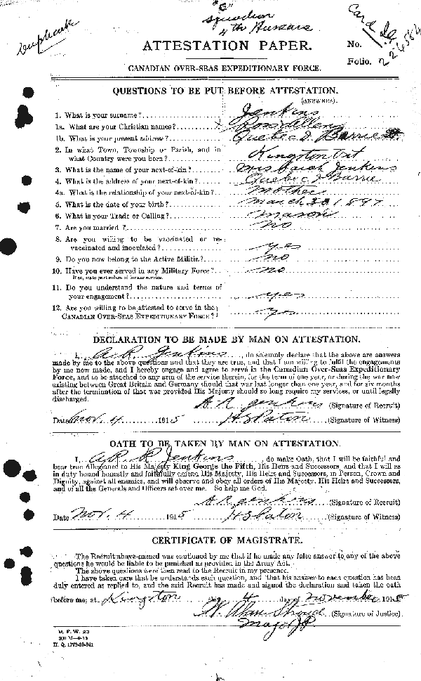 Attestation Paper (page 1)