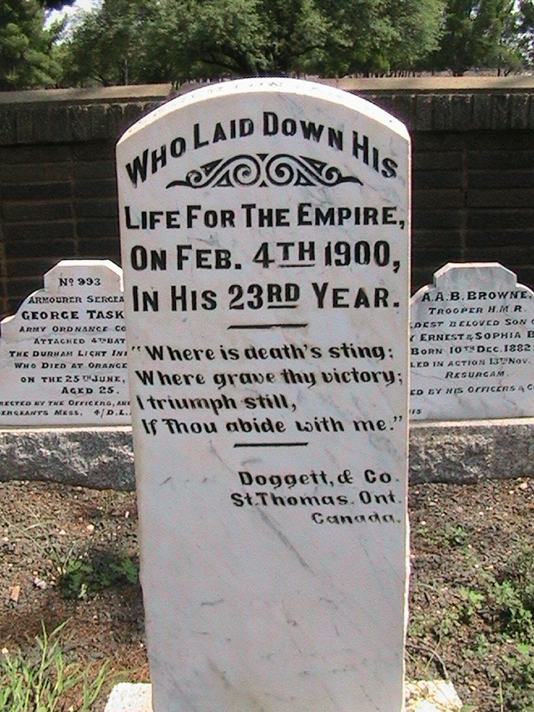 Gravestone in Kimberley (West End) Cemetery Garden of Remembrance