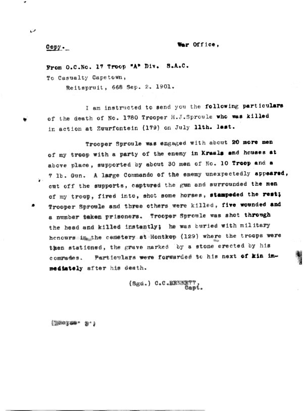 Letter from commanding officer