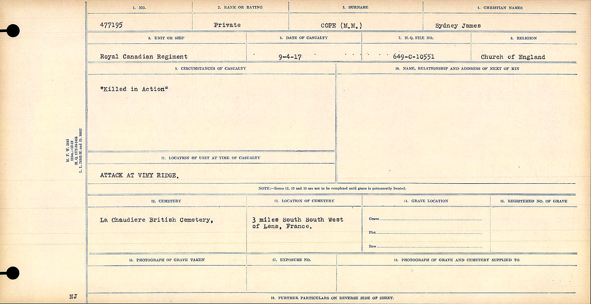 Circumstances of death registers