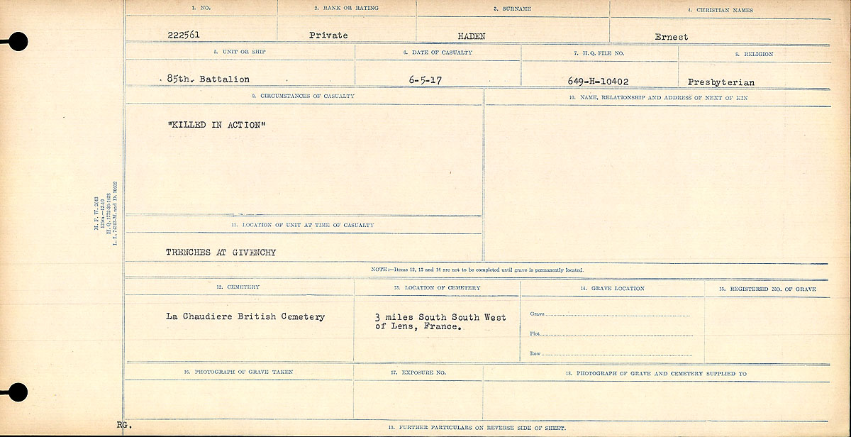 Circumstances of death registers