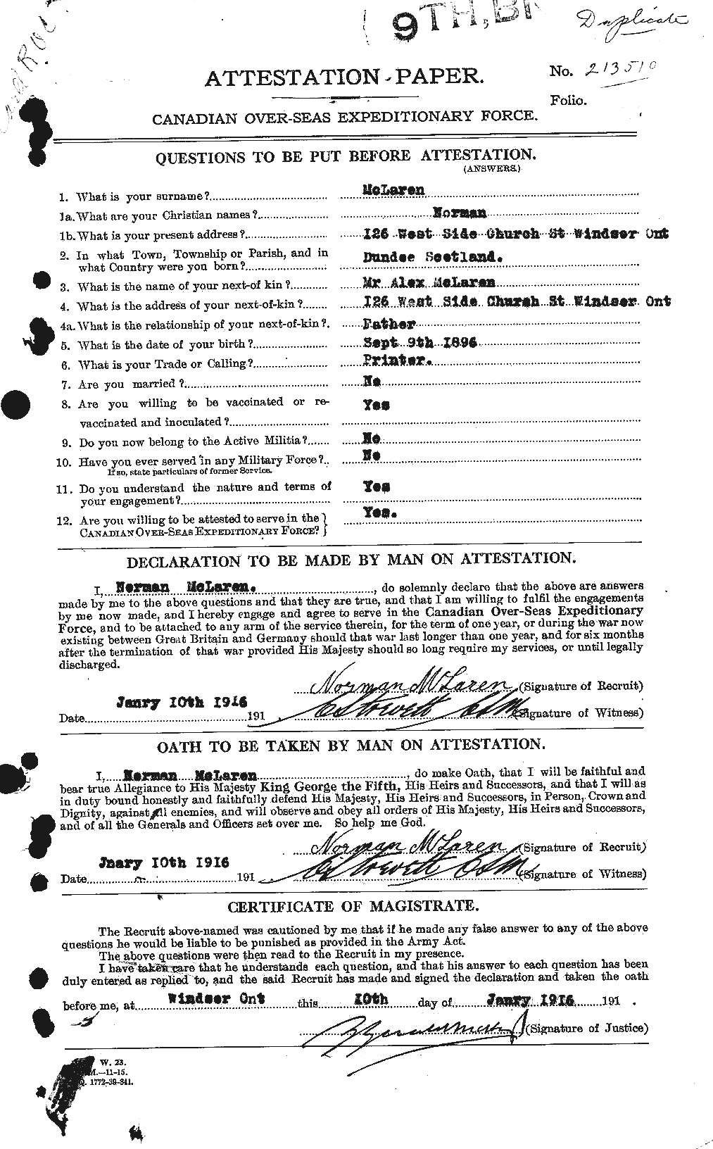 Attestation Paper (page 1)