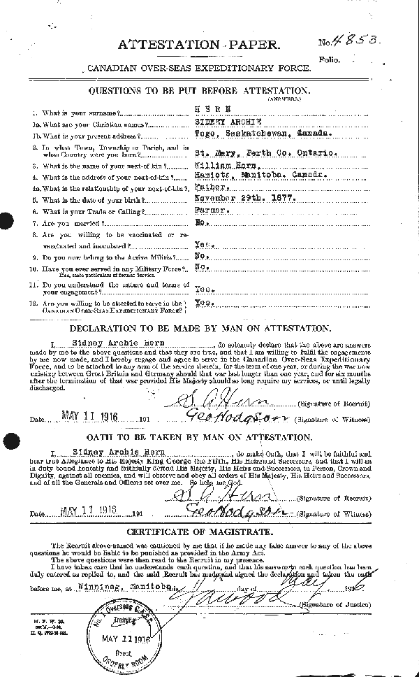 Attestation Paper (page 1)