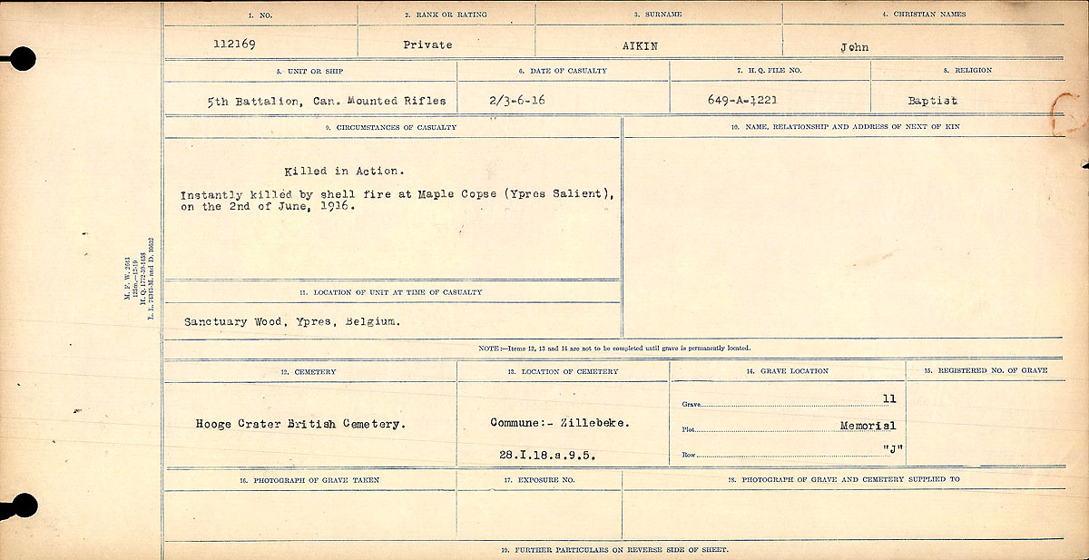 Circumstances of death registers