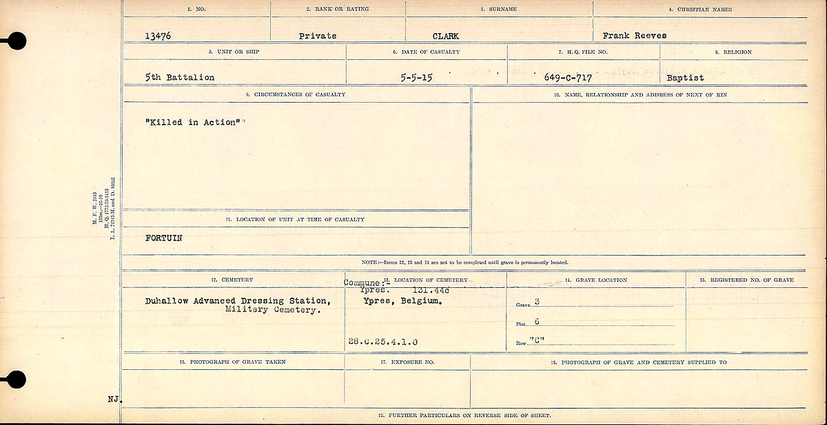 Circumstances of death registers