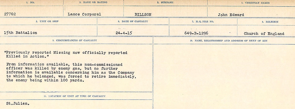 Circumstances of Death Registers, First World War