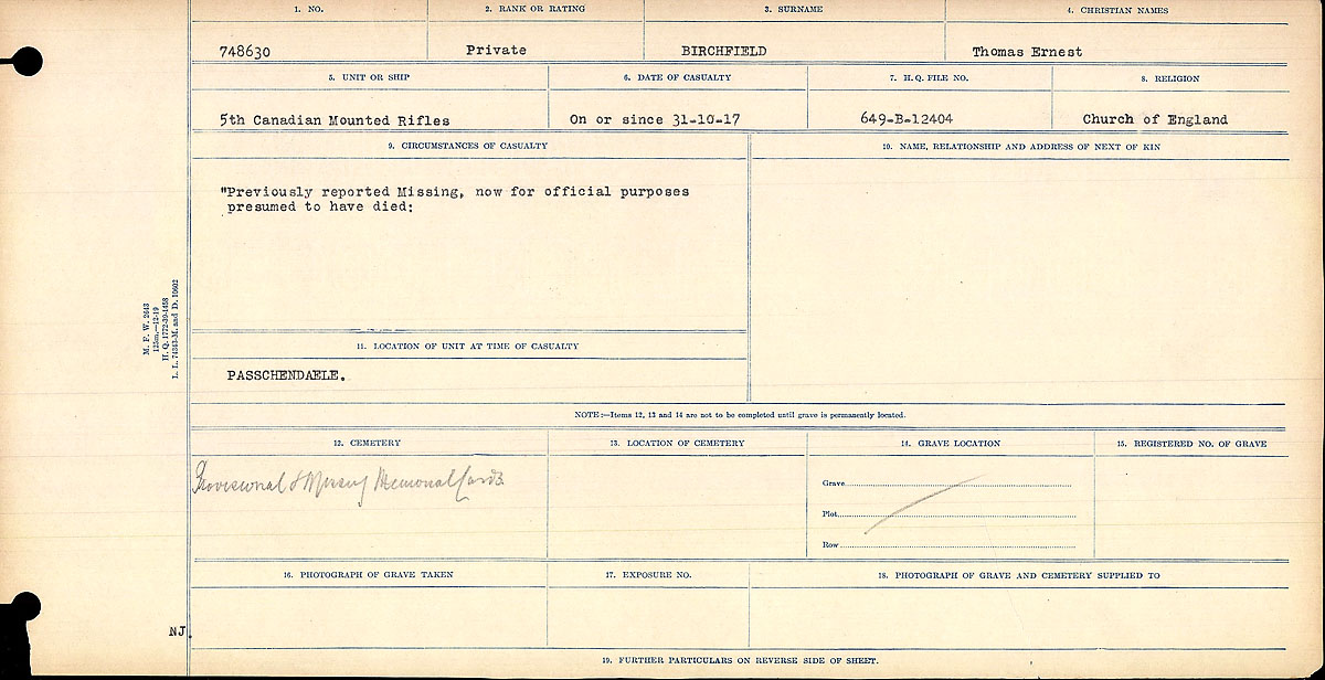 Circumstances of death registers