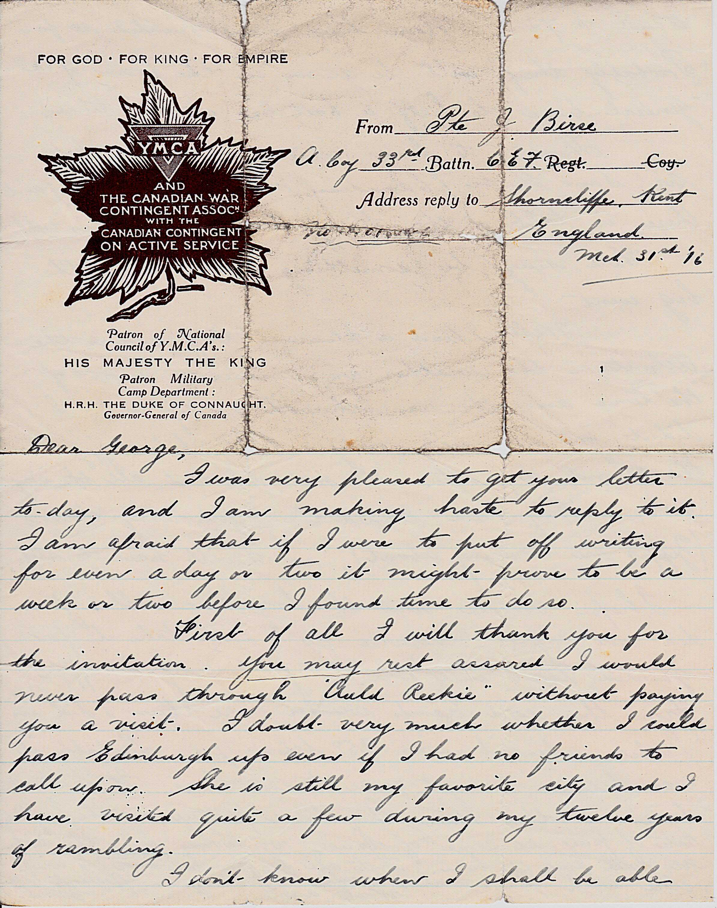 Letter (March 31, 1916)