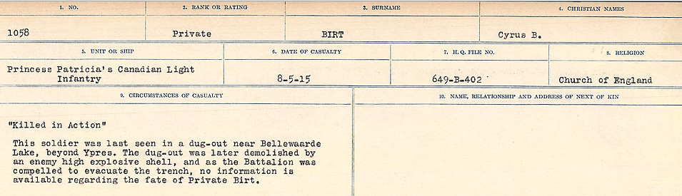 Circumstances of Death