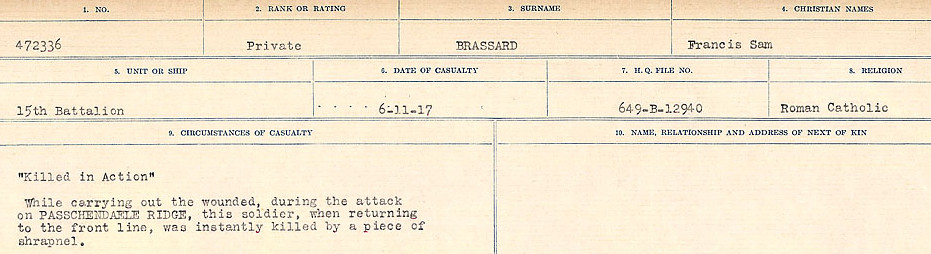 Circumstances of Death Registers, First World War