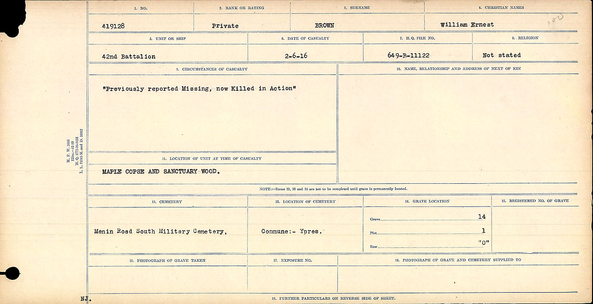 Circumstances of death registers