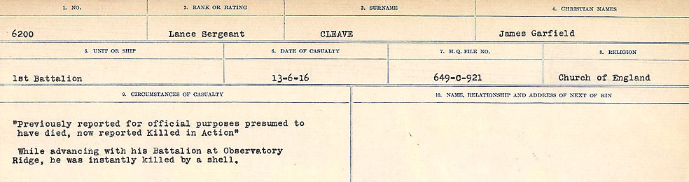 Photo of JAMES GARFIELD CLEAVE