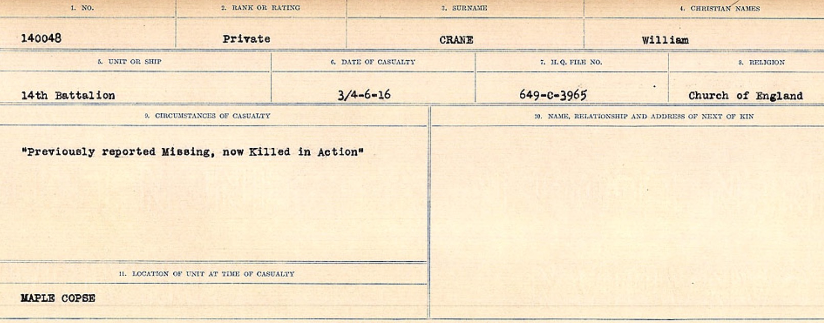 Circumstances of death registers